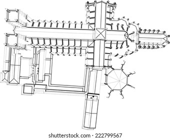 gothic cathedral building sketch