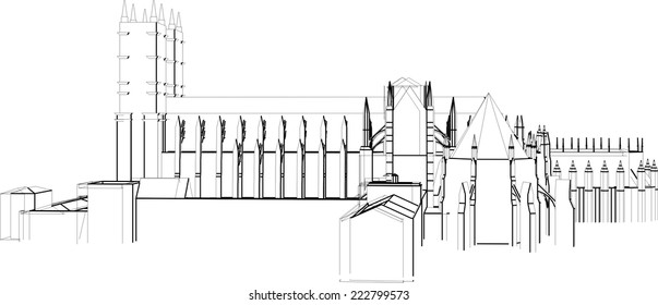 gothic cathedral building sketch