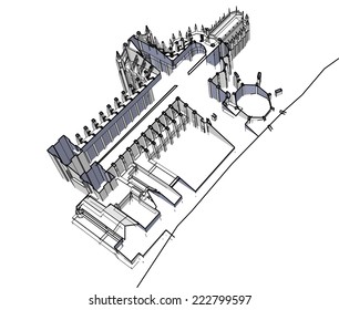 gothic cathedral building sketch