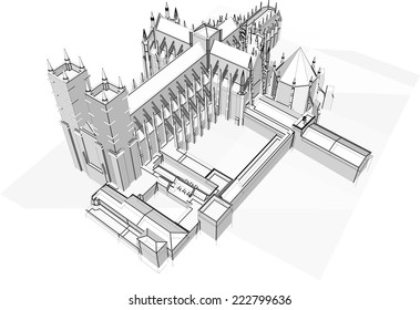 gothic cathedral building sketch