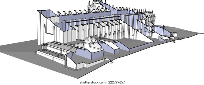 gothic cathedral building sketch