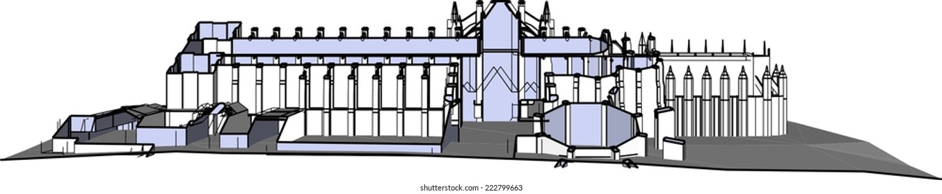 gothic cathedral building sketch