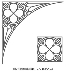 Gothic cathedral round window template. Architectural elements, print, tattoo
