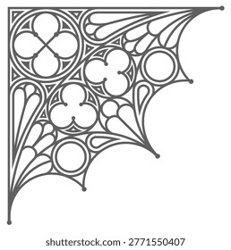 Gothic cathedral round window template. Architectural elements, print, tattoo