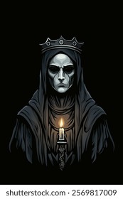 gothic character design in darkness holding candle vector style