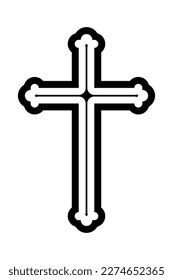 Gothic Christian cross icon symbol. Flat vector illustration