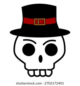 Gothic Christmas Skull with hat icon. Vector illustration isolated
