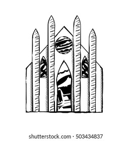 Gothic church, line, ink