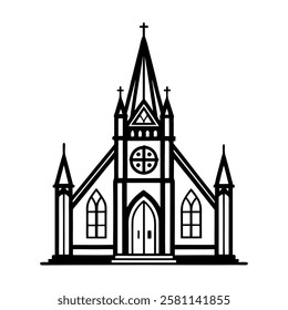 gothic church vector icon. realistic cathedral illustration. detailed medieval church design.