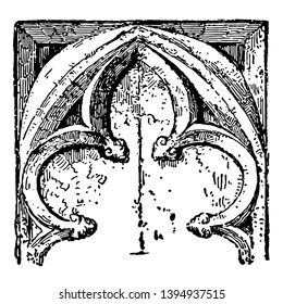 Gothic Cinquefoil part of a Gothic ornament commonly found in stone decorations windows or panels architecture example vintage line drawing or engraving illustration.