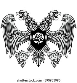 Gothic coat of arms with eagle and skull, grunge.vintage design t-shirts
