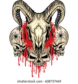Gothic coat of arms with goat skull, grunge vintage design t shirts
