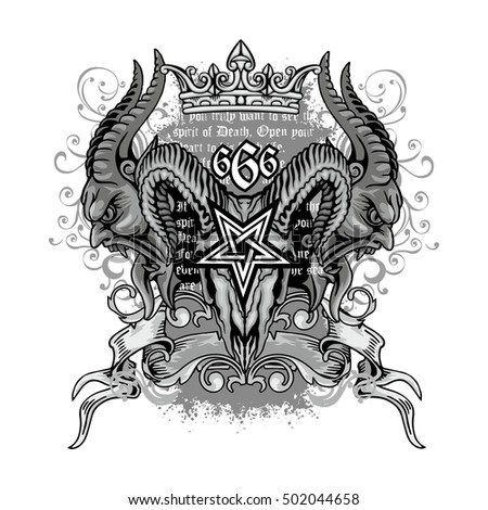 Gothic Coat Arms Goat Skull Demons Stock Vector (Royalty Free ...