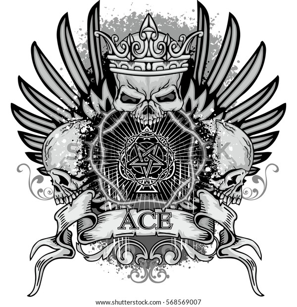 Gothic Coat Arms Skull Ace Spades Stock Vector (Royalty Free) 568569007