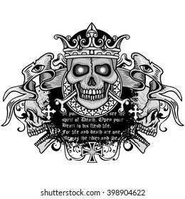 Gothic coat of arms with skull and, grunge. vintage design t-shirts