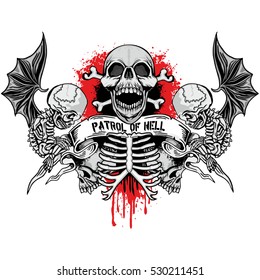 Gothic coat of arms with skull and angels, grunge.vintage design t-shirts