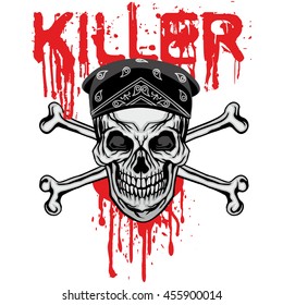 Gothic coat of arms with skull, with bandana grunge.vintage design t-shirts