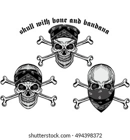 Gothic coat of arms with skull and bandana, grunge.vintage design t-shirts