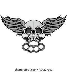 Gothic coat of arms with skull and Brass knuckles, grunge.vintage design t-shirts