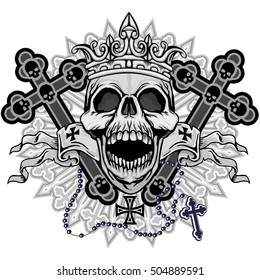 Gothic coat of arms with skull and cross, grunge.vintage design t-shirts