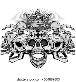 Gothic coat of arms with skull and cross, grunge.vintage design t-shirts