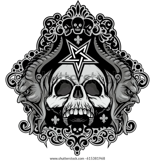 Gothic Coat Arms Skull Demons Grunge Stock Vector (Royalty Free ...