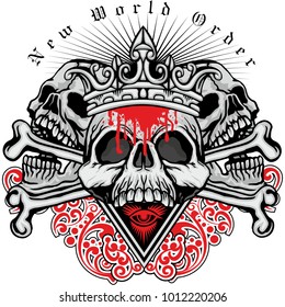 Gothic coat of arms with skull, grunge vintage design t shirts
