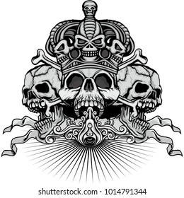 Gothic coat of arms with skull, grunge vintage design t shirts