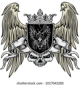Gothic coat of arms with skull, grunge vintage design t shirts