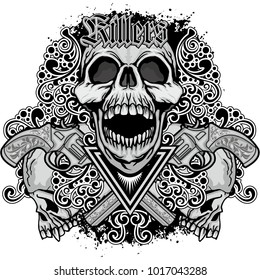 Gothic coat of arms with skull, grunge vintage design t shirts