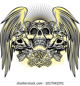 Gothic coat of arms with skull, grunge vintage design t shirts