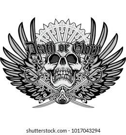 Gothic coat of arms with skull, grunge vintage design t shirts