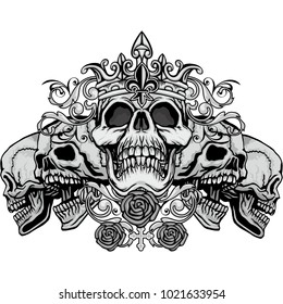 Gothic coat of arms with skull, grunge vintage design t shirts