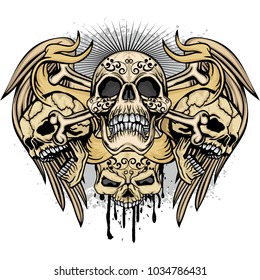 Gothic coat of arms with skull, grunge vintage design t shirts
