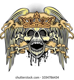 Gothic coat of arms with skull, grunge vintage design t shirts
