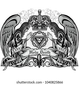 Gothic coat of arms with skull, grunge vintage design t shirts
