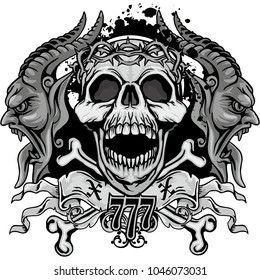 Gothic coat of arms with skull, grunge vintage design t shirts