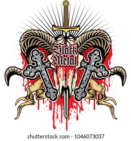 Gothic coat of arms with skull, grunge vintage design t shirts