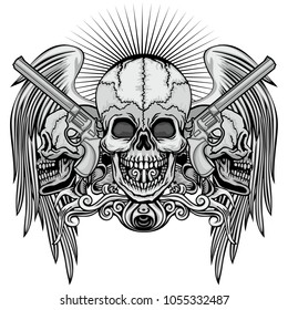 Gothic coat of arms with skull, grunge vintage design t shirts
