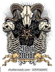 Gothic coat of arms with skull, grunge vintage design t shirts
