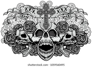 Gothic coat of arms with skull, grunge vintage design t shirts
