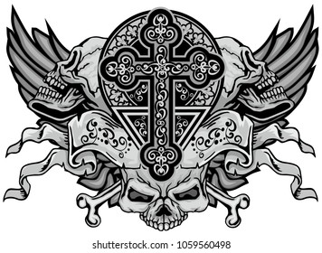 Gothic coat of arms with skull, grunge vintage design t shirts
