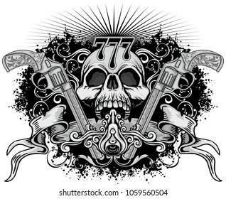 Gothic coat of arms with skull, grunge vintage design t shirts
