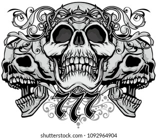 Gothic coat of arms with skull, grunge vintage design t shirts