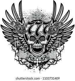 Gothic coat of arms with skull, grunge vintage design t shirts