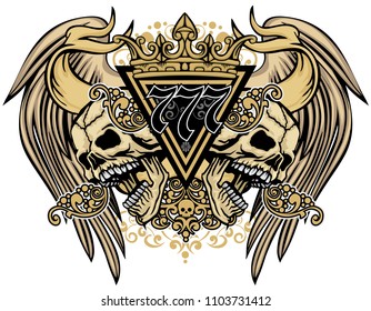 Gothic coat of arms with skull, grunge vintage design t shirts