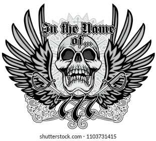 Gothic coat of arms with skull, grunge vintage design t shirts