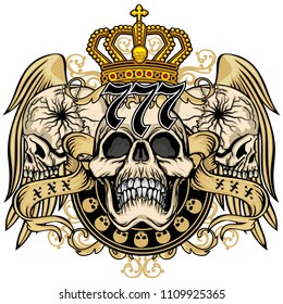 Gothic coat of arms with skull, grunge vintage design t shirts
