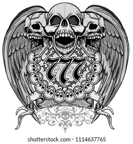 Gothic coat of arms with skull, grunge vintage design t shirts