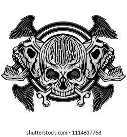 Gothic coat of arms with skull, grunge vintage design t shirts